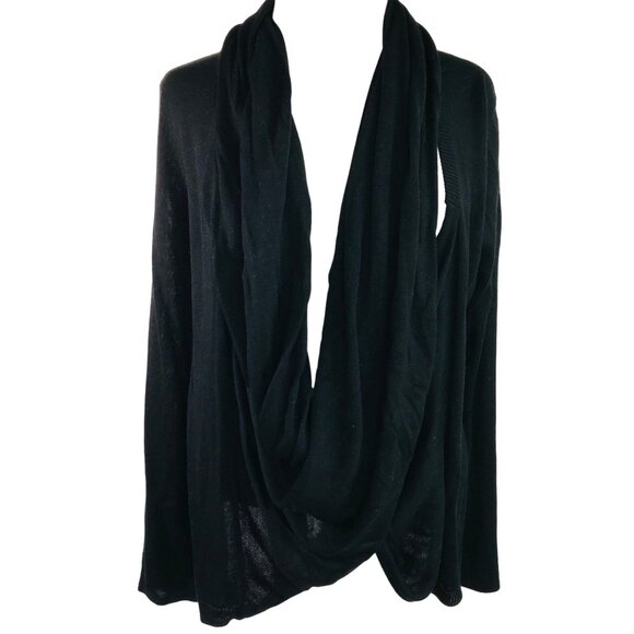 Cupio Women's Black Drape Cardigan Sweater Versatile Two-Way Styling Size Medium - Picture 1 of 11